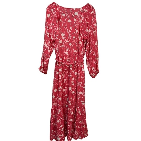 Encore by Idina Menzel Large Pink and White Floral Midi Romantic Tiers Dress R9 - Picture 4 of 8